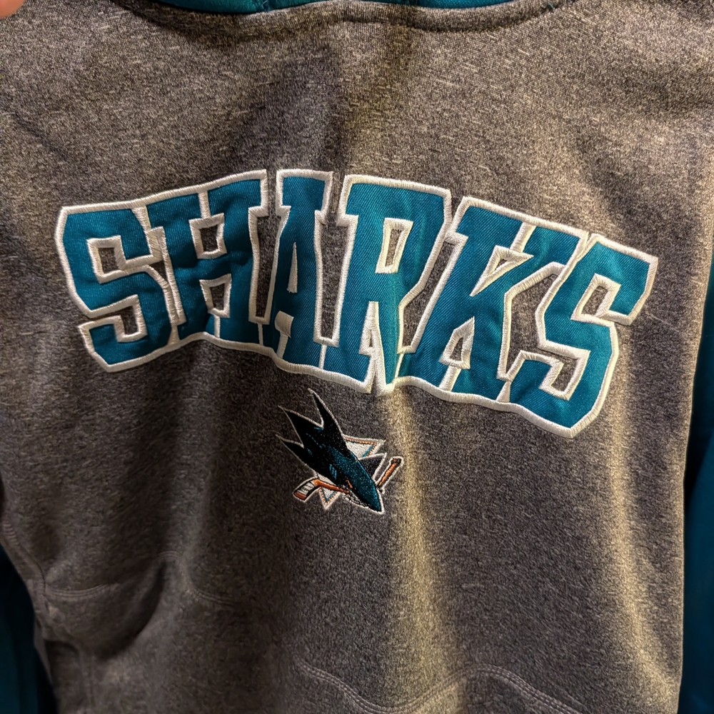 NHL San Jose Sharks Teal and Gray Hoodie Large - Picture 9 of 13